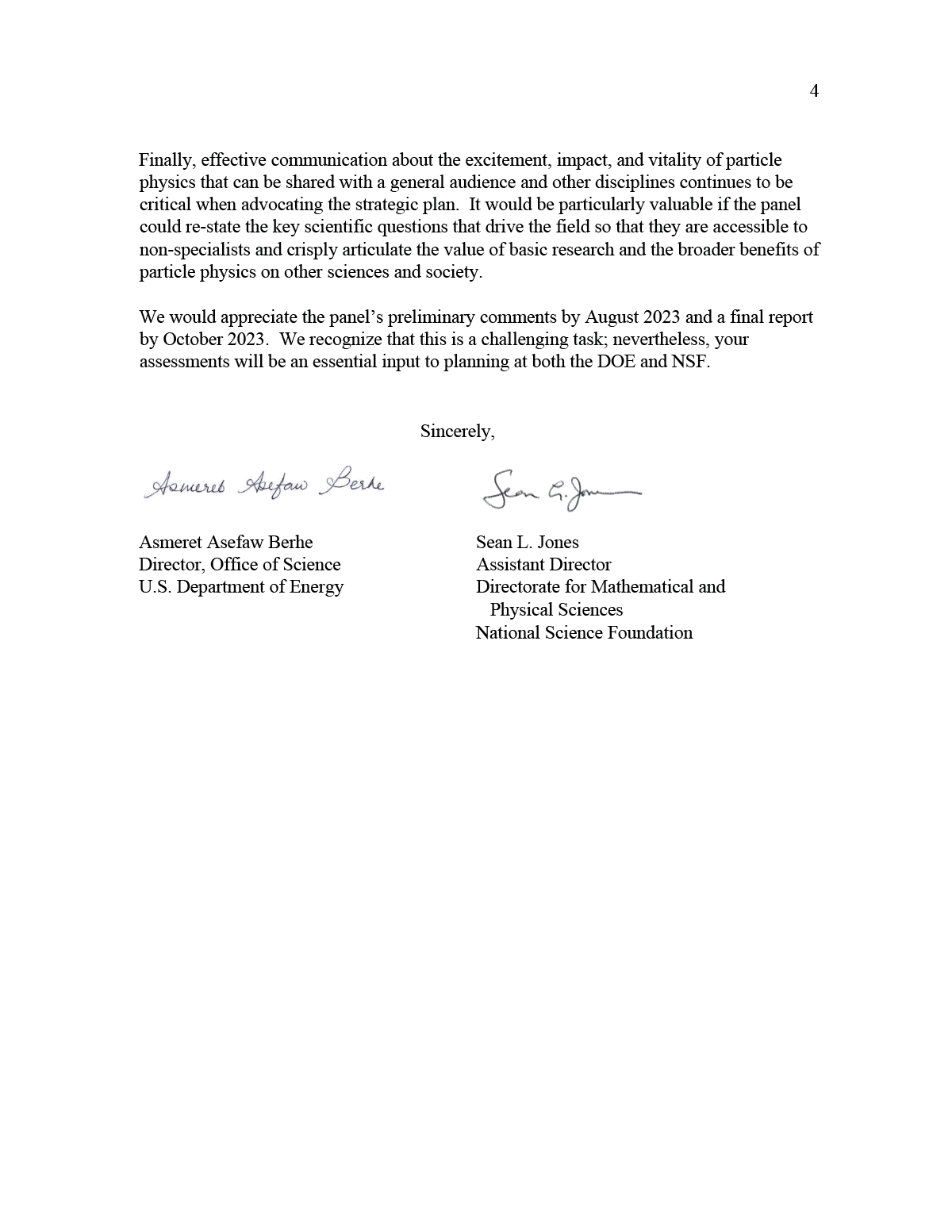 page four of the charge to p5 letter